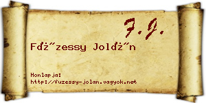 Füzessy Jolán névjegykártya